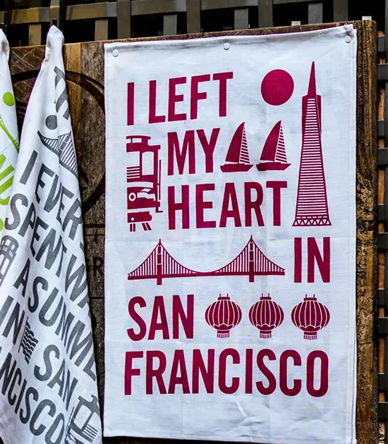 I left my heart in San Francisco banner with iconic city landmarks