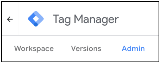 Google Tag Manager workspace interface with navigation tabs