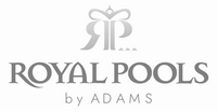 Royal Pools by Adams logo with stylized monogram and gray text