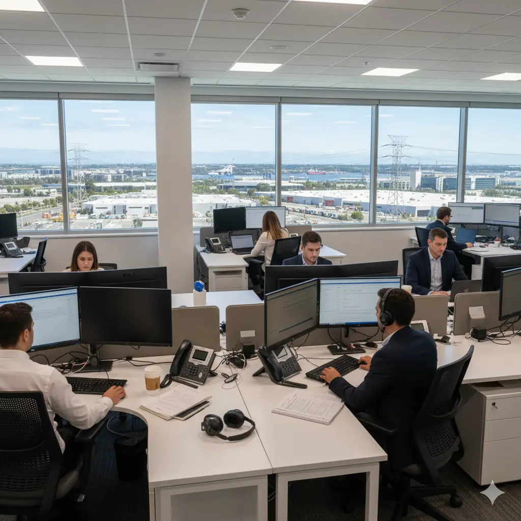 Boomcycle Digital Marketing team working in modern office with panoramic bay area views