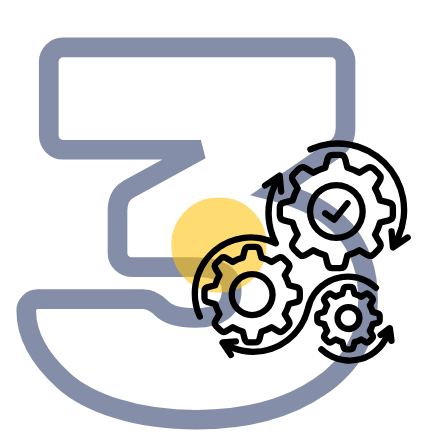 Why Choose Us? 33 Process automation workflow with gears and checkmark icon