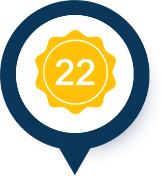 Fence Marketing 13 Yellow badge icon with the number 22