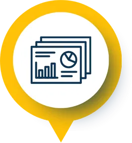 Fence Marketing 7 Icon of stacked report pages with bar and pie charts