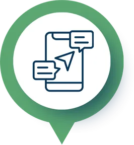 Fence Marketing 8 Icon of a smartphone with chat bubbles and a send arrow