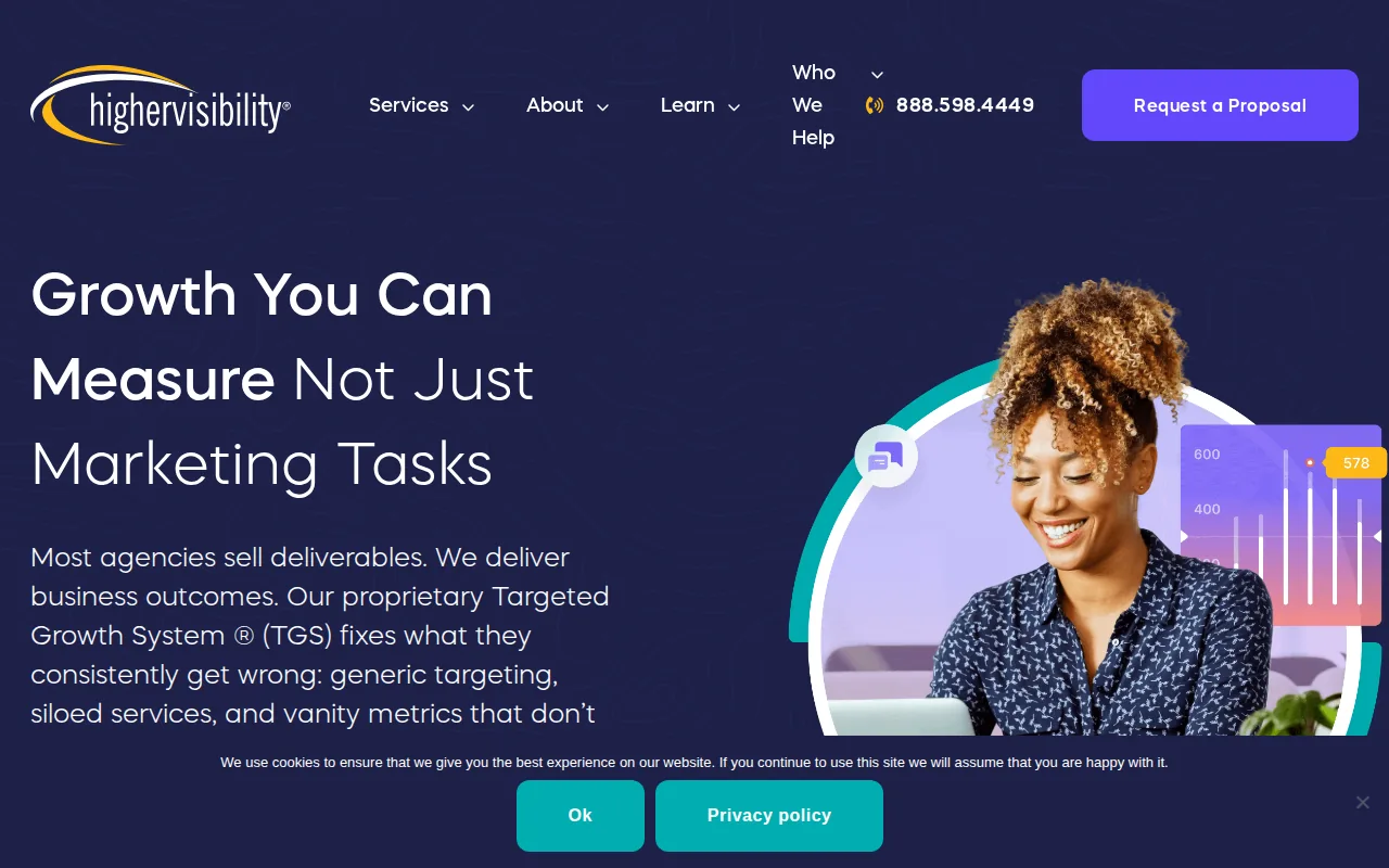 Local Service Marketing Agencies Compared 2 Screenshot of the HigherVisibility website