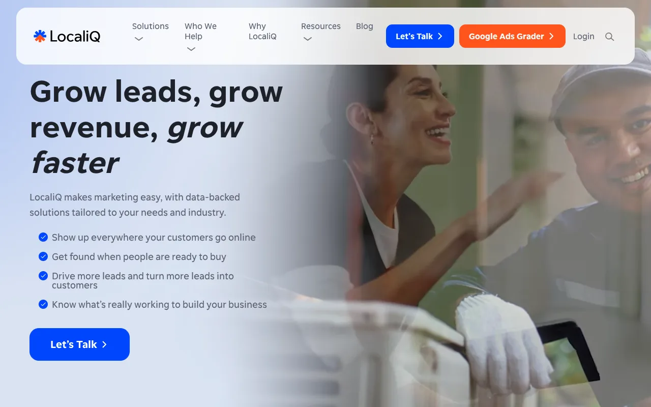 Local Service Marketing Agencies Compared 5 Screenshot of the LocaliQ website