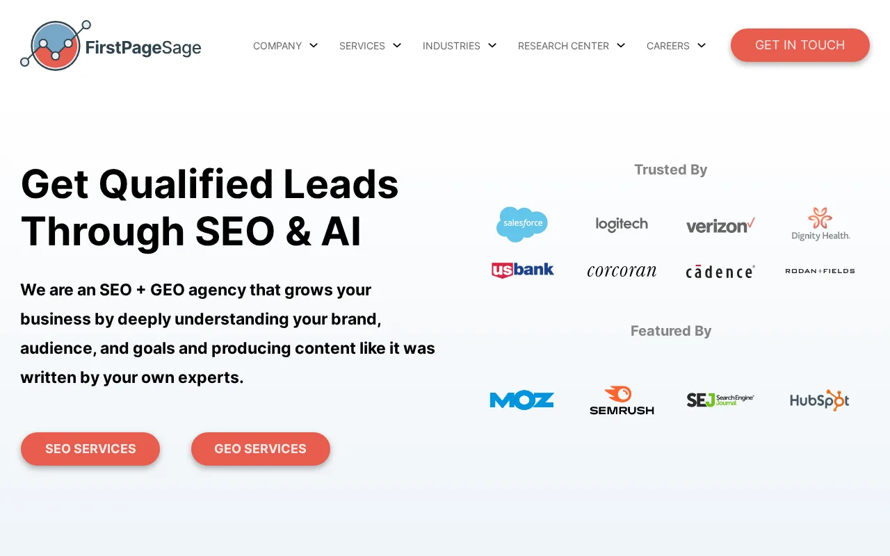 Local Service Marketing Agencies Compared 6 Screenshot of the First Page Sage website